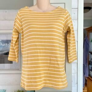 L.L. Bean Yellow and White Sweater size Small 100% Cotton